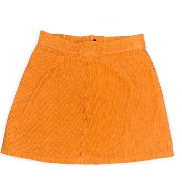 Corduroy Button-Front Mini Skirt – Mustard – Size Small - Picture 3 of 6